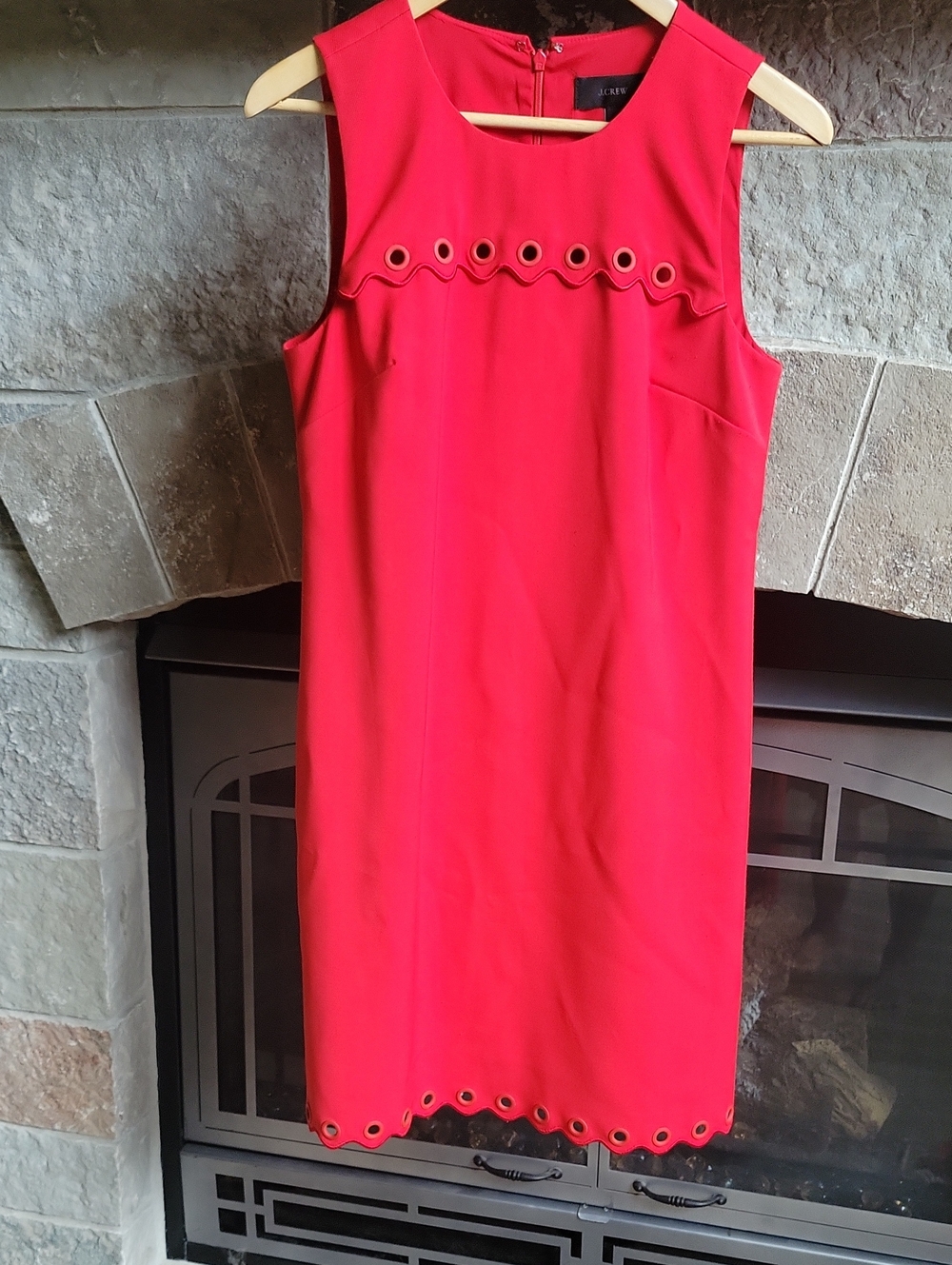 J. Crew Bright Red Sleeveless Eyelet Shift Dress